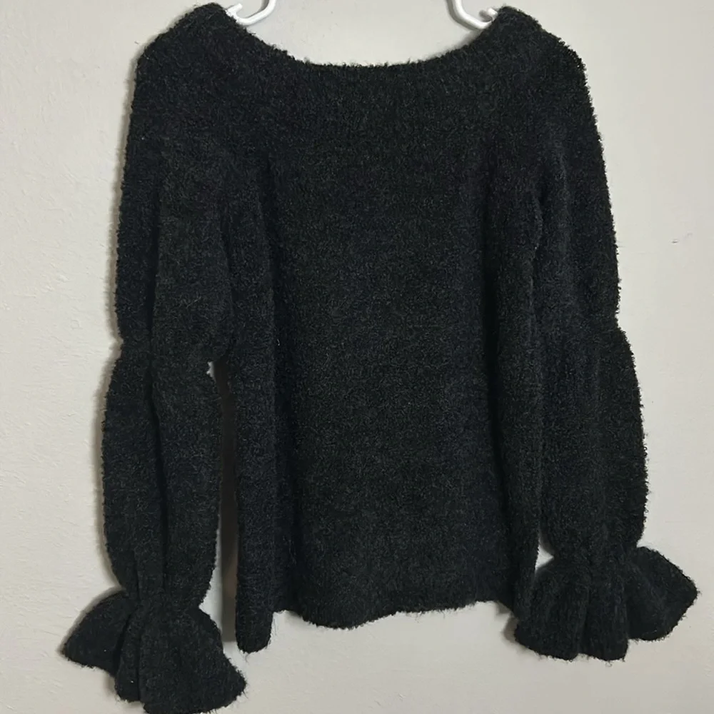 Something Navy Ombré poplin off shoulder sweater, women’s size XXS. Dark blue.